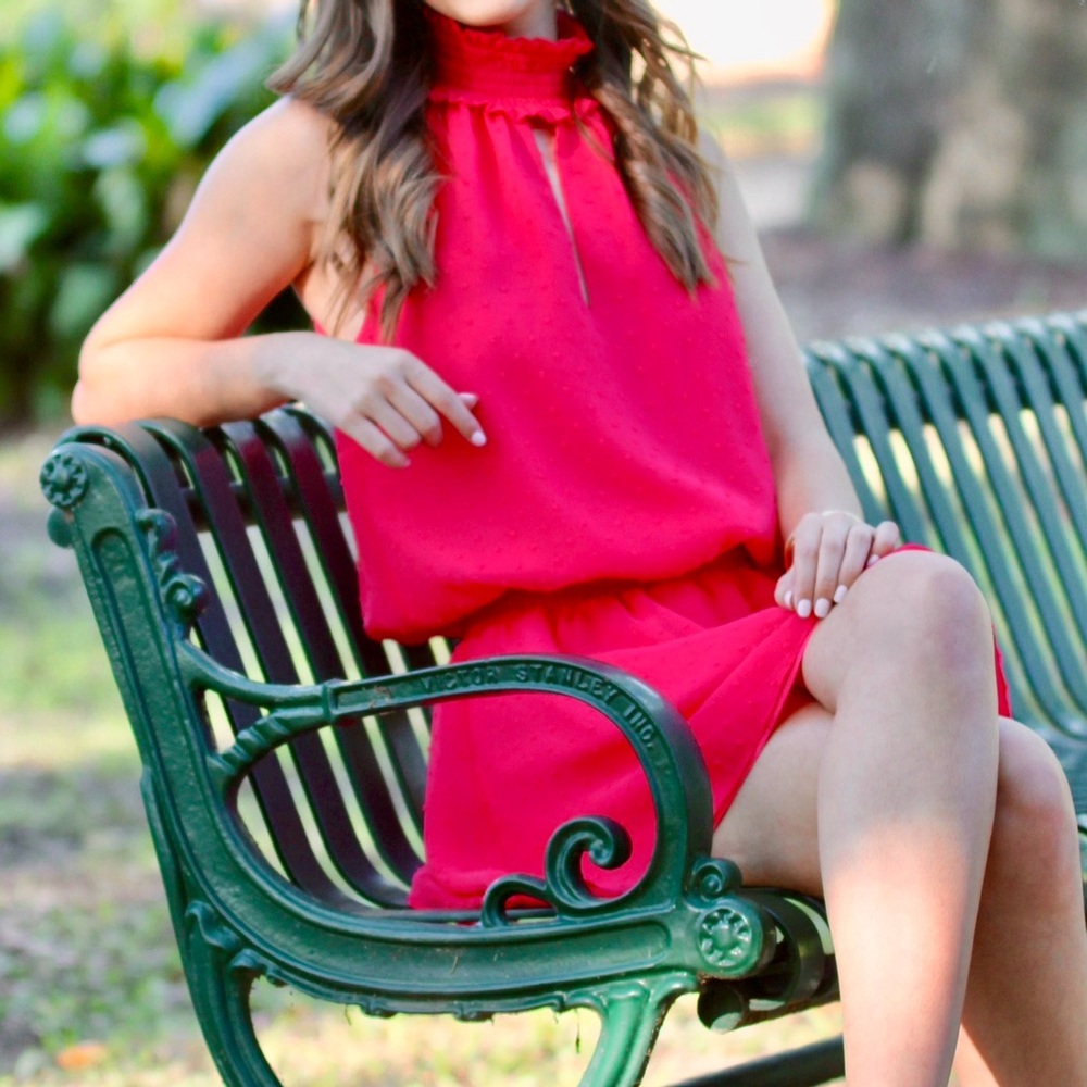 AU Hot pink keyhole mini dress